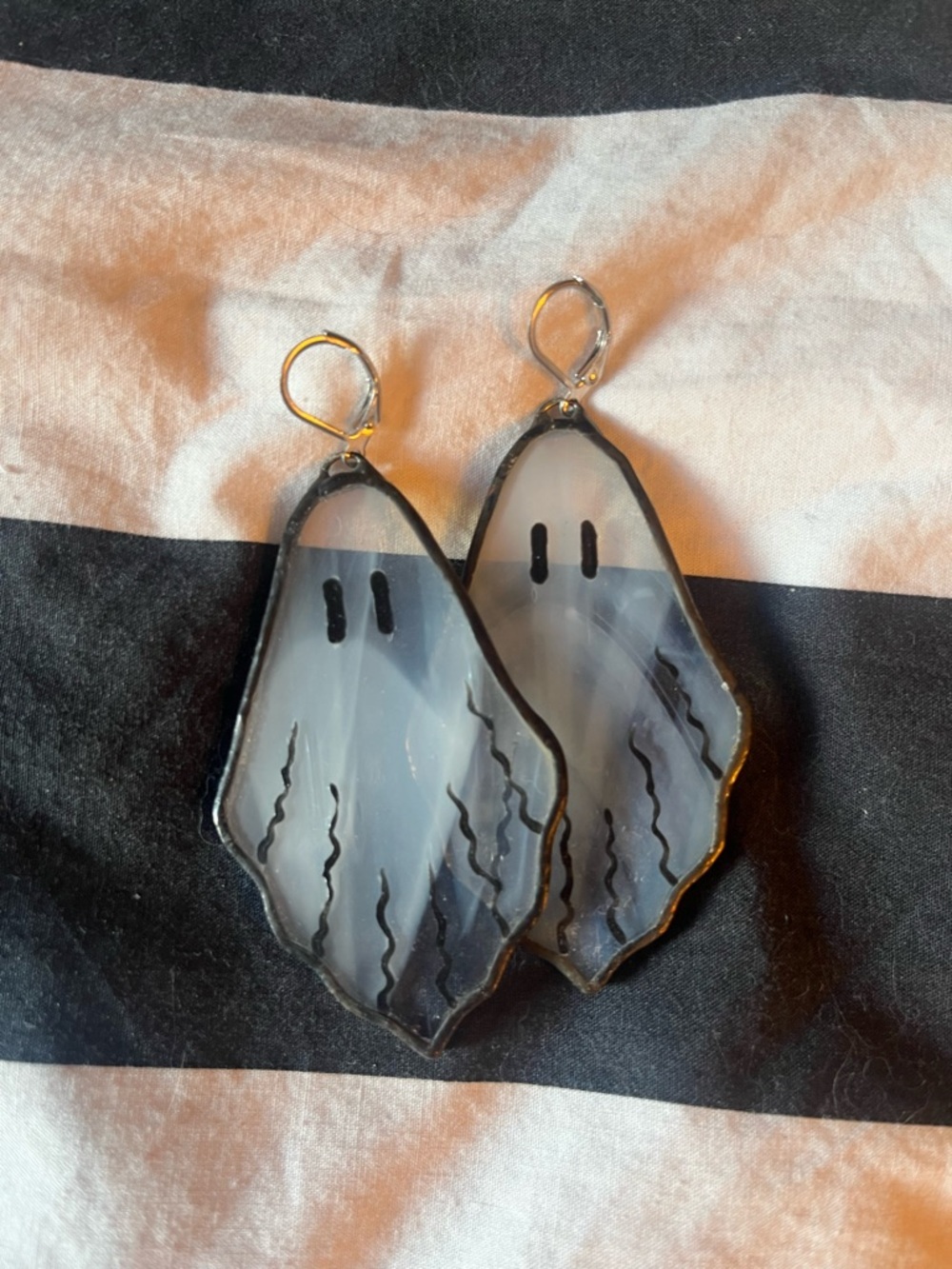 NWOT Handmade Ghost Drop Earrings in Smoky Gray